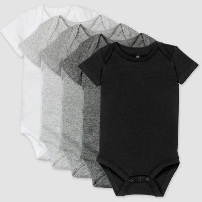 18M Honest Baby 5pk Organic Cotton Short Sleeve Bodysuit - Gray