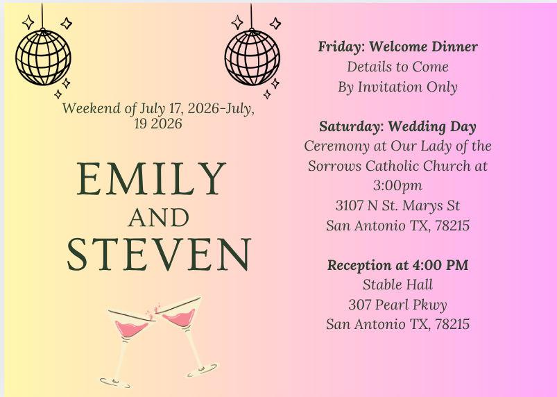 The Wedding Website of Emily Horelica and Steven Mroski