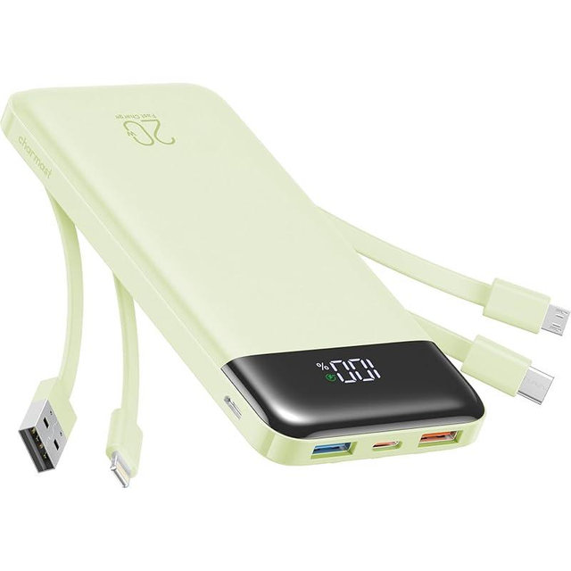 charmast 20000mAh Portable Charger with Built in Cables, 22.5W Travel Power Bank Fast Charging, USB C Cell Phone Battery Pack for iPhone 16/15/14/13/12/11 Series, iPad, Samsung, Android, Tablet