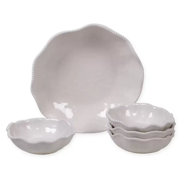 Certified International Perlette 5-Piece Salad Set in Cream