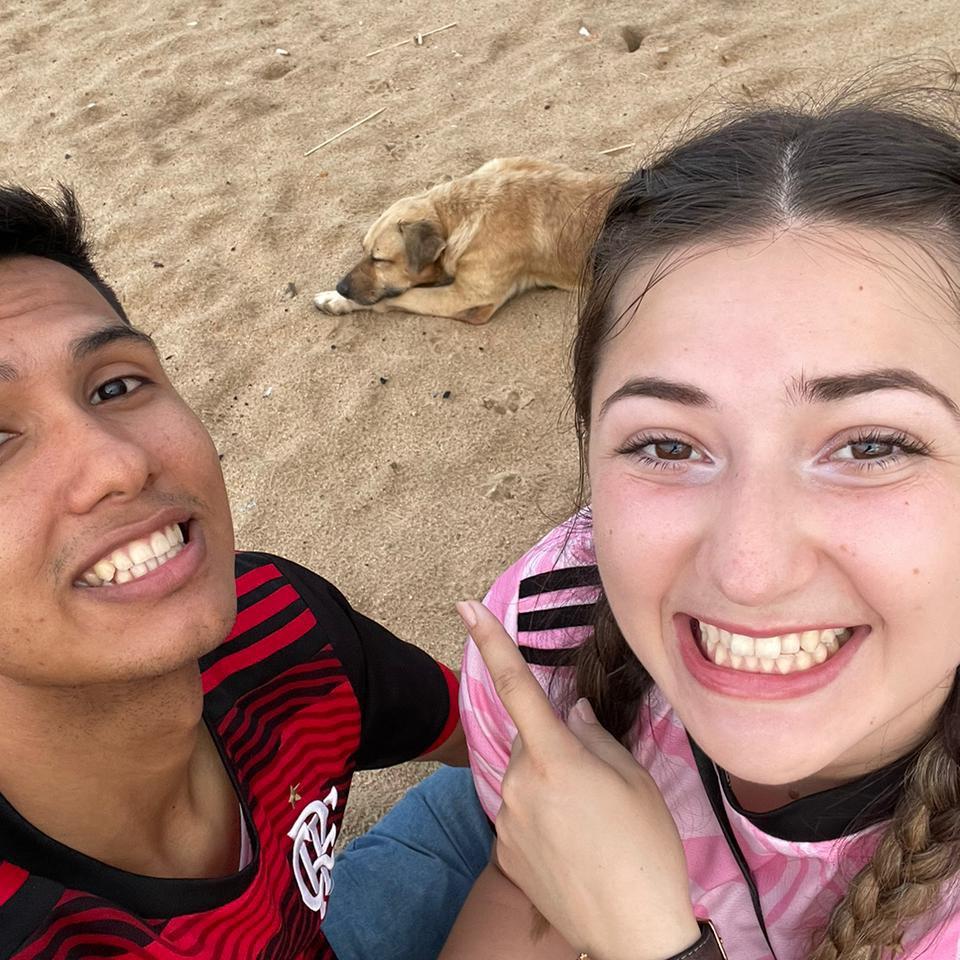 First time we went to the Ponta Negra beach together and this dog decided to sit with us.