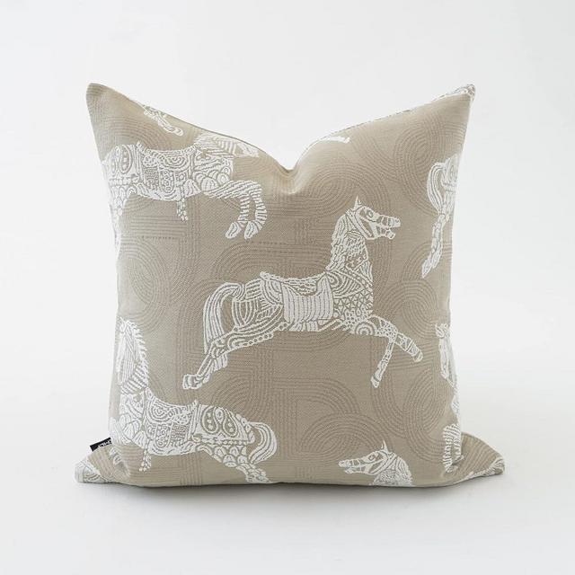 Croker Horse 18x18'' Inches Throw Pillow Cushion Cover - Horse Pattern Jacquard Craft Luxury Modern Fashion Style Couch Sofa Pillow Covers for Bedroom Living Room