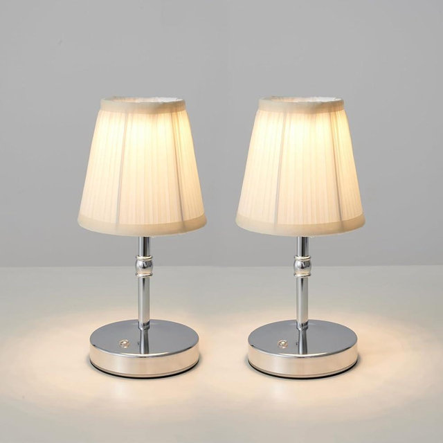 KPSHINE 3000 mah Battery lamp,5W LED Small Touch Lamps,3 Color Temperature Dimmable Rechargeable Lamp,Cordless Lamp for Kitchen,Mini Lamps for Small Spaces (Chrome,2 Pack)