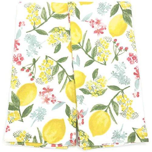 Truly Lou Essentials Lemon Blossoms Soft Absorbent Kitchen Towel Dishtowel Set for Cleaning, Drying, Baking and Cooking