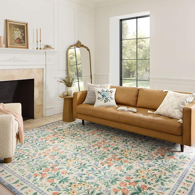 Rifle Paper Co. x Loloi Eden Collection EDE-02 Mughal Garden Cream 7'-6" x 9'-6" Area Rug feat. CloudPile
