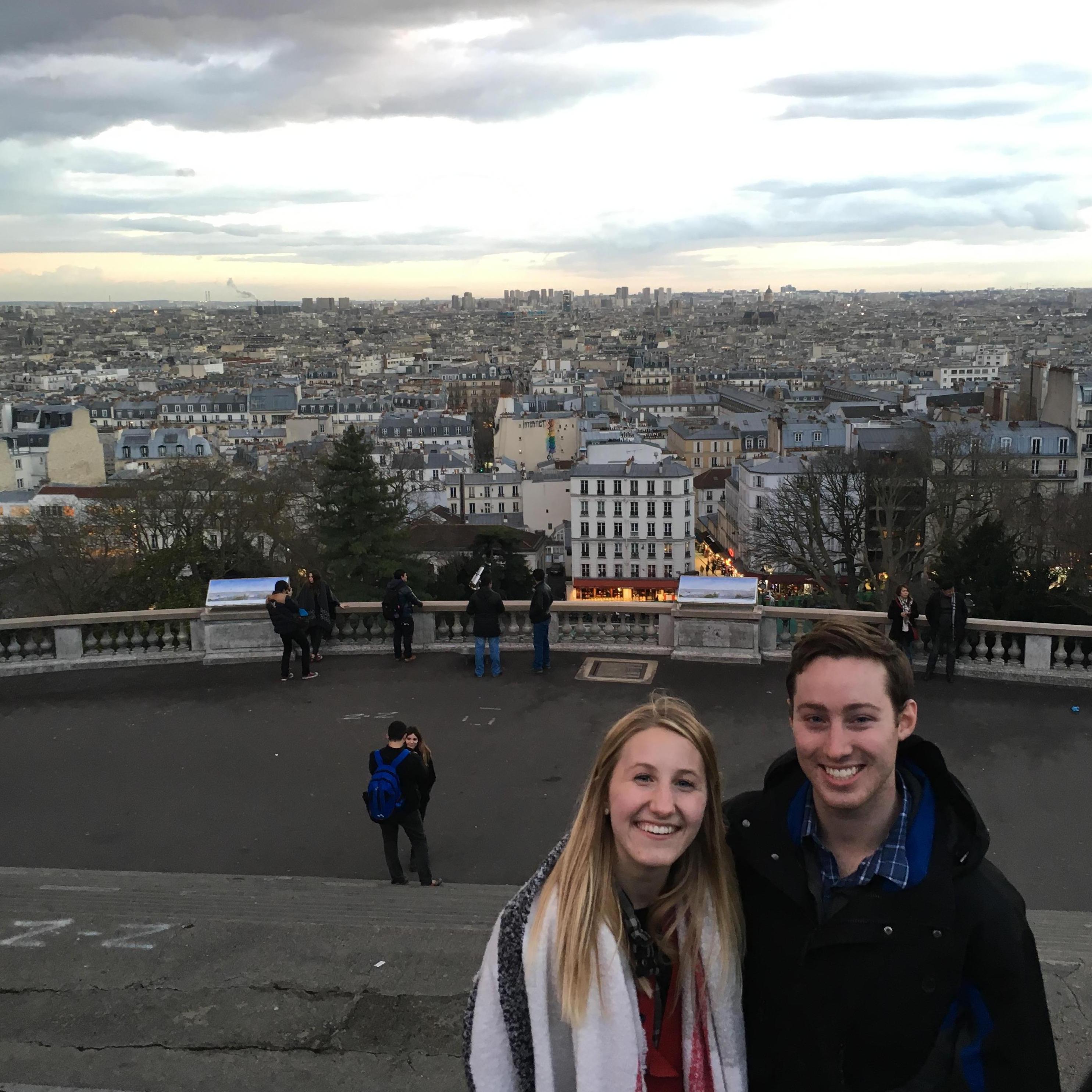 VIew of Paris from Sacre Coeur. Our photographer asked if we were siblings...