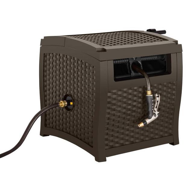 Wicker Hideaway Hose Reel with Brass In-Out Tube