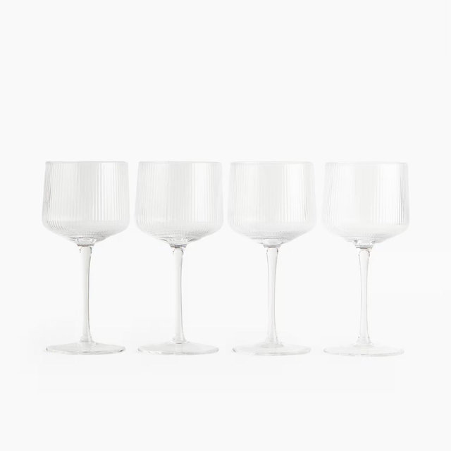 4-Pack Fluted Wine Glasses - Clear glass - Home All | H&M US