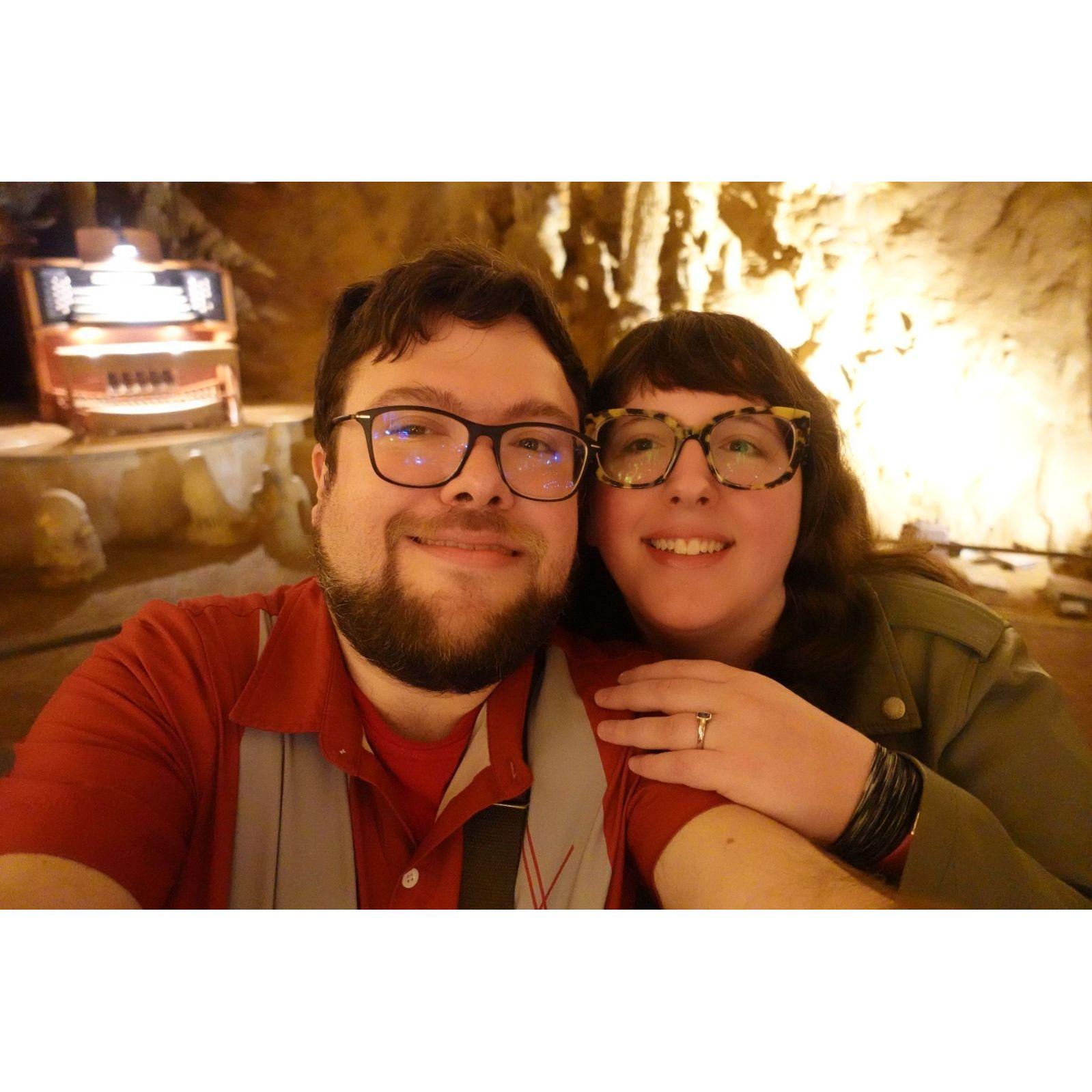 Inside Luray Caverns, right after Phil proposed.