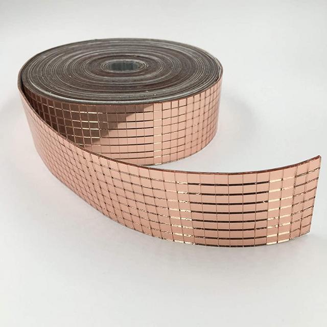 NUO RUI Real Glass Craft Mini Square Mirrors Mosaic Tiles Mirror Sheets Mosaic Sticker (Rose Gold)