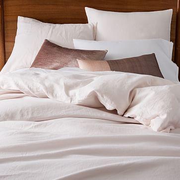Belgian Flax Linen King Duvet Cover + Shams - Pink Blush