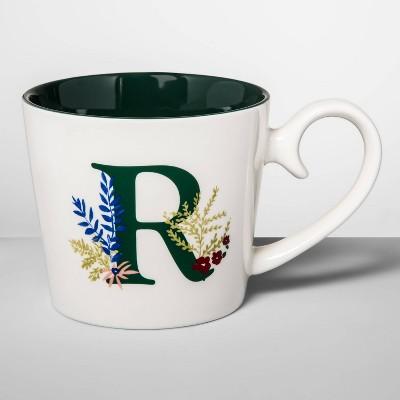 16oz Stoneware Monogram Mug Cream R - Opalhouse™