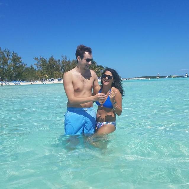Our first trip together, on a cruise to the Bahamas