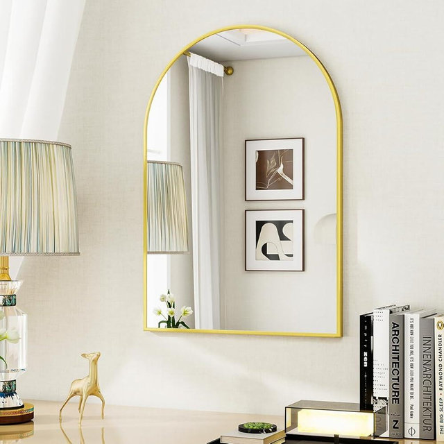 VETROVUE 20x30 Arch Wall Mirror, Bathroom Mirrors for Over Sink, Metal Frame Gold Bathroom Vanity Mirror for Entryway, Bedroom, Living Room, Wall Decor