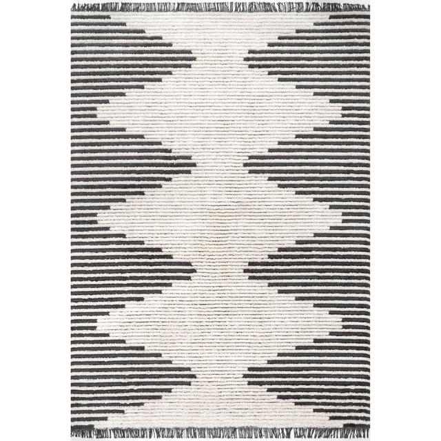 nuLOOM Morgan Contemporary Diamond Soft Shag Fringe Area Rug, Beige, 6'7"x9'