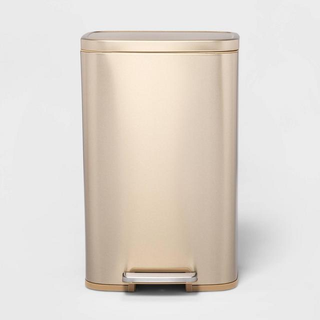 45L Rectangle Step Trash Can Gold - Made By Design™