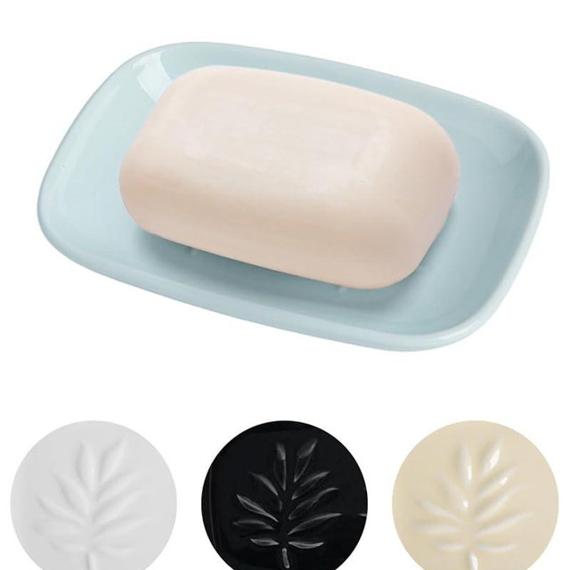 KITCHENLESTAR Ceramic Soap Dish for Bathroom and Kitchen, Non-Slip Bar Soap Holder with Fast Drain Design, Soap Saver Tray for Sink,Azure