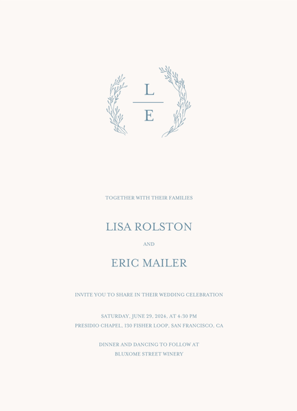 Merrion Wreath | Rich Slate Blue | Zola Wedding Invitations