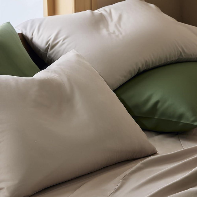 Brooklinen Luxury Sateen Pillowcases - Set of 2, King Size in Pebble - 100% Long Staple Cotton with Envelope Closure