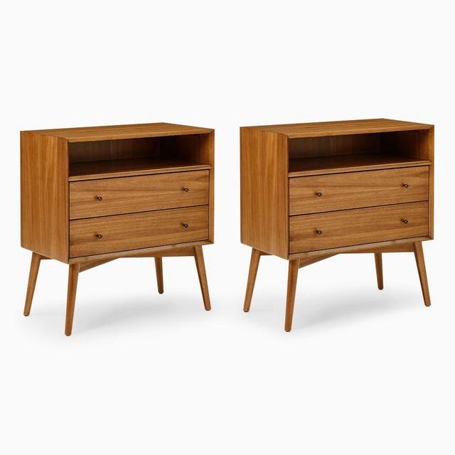 Mid-Century Grand Nightstand, Acorn, Set of 2