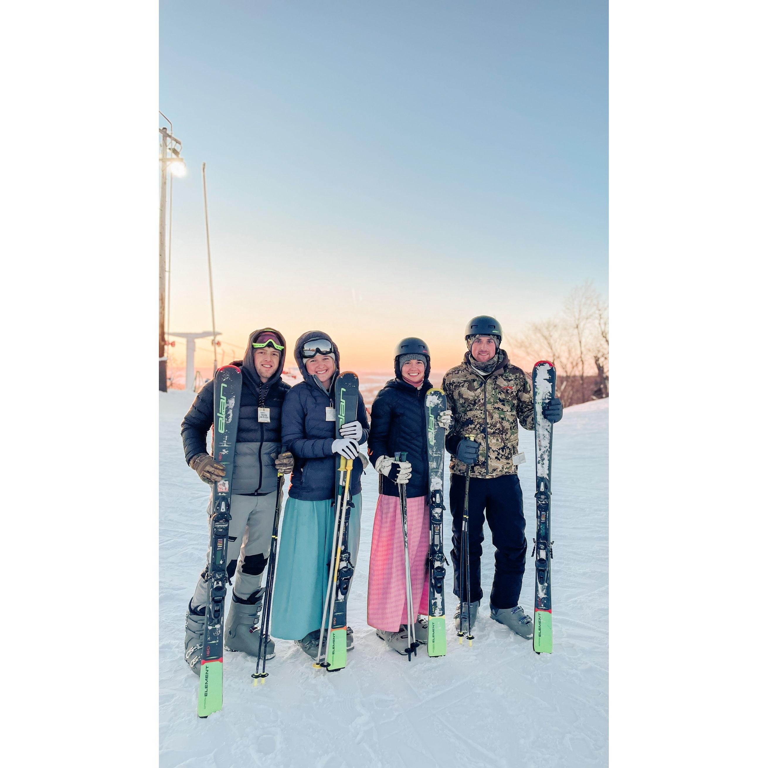 skiing in Iowa with Lavon and Esther