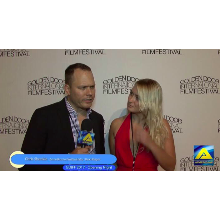 Being interviewed together at the Red Carpet during Golden Door International Film Festival the fall of 2018.
