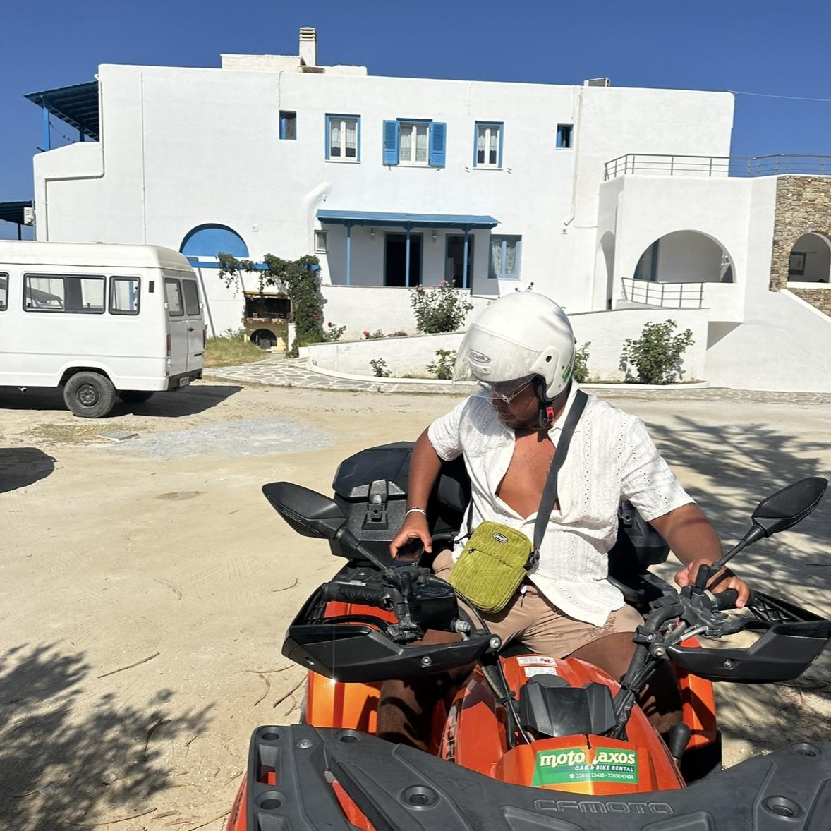 Driving ATVs around Naxos, Greece