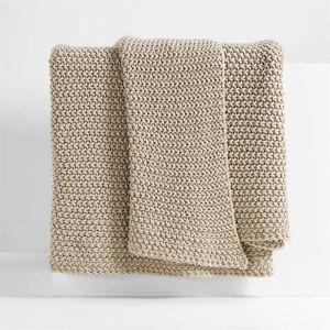 Organic Cotton Throw Blanket in Sand Beige