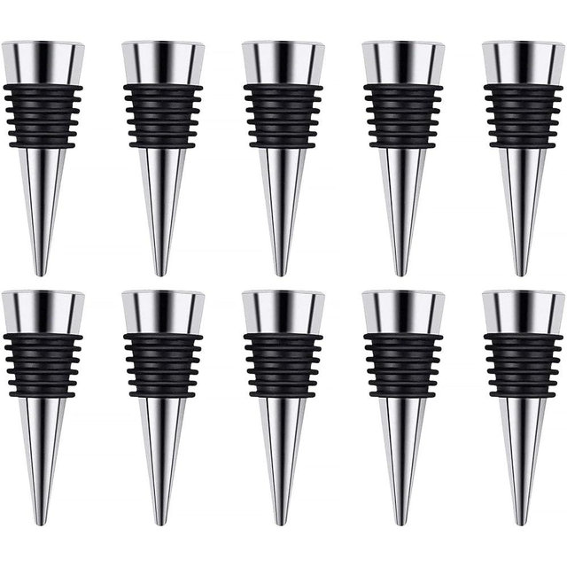 Stainless Steel Wine and Beverage Bottle Stoppers Ball Designed Wine Bottle Corks Tapered Storage Crafts Art DIY (10)