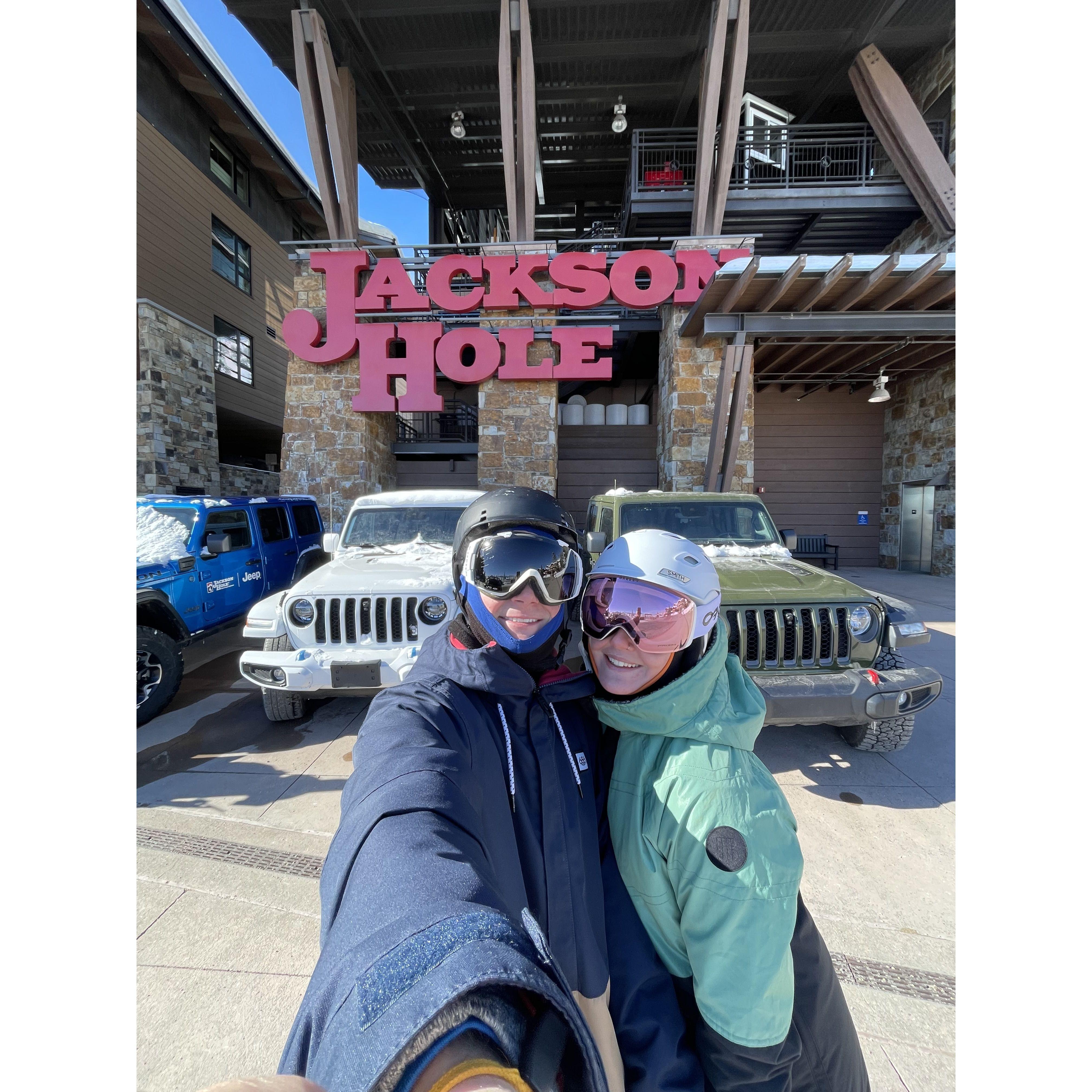 skiing at Jackson Hole for our 1 year anniversary