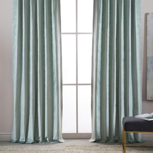 Cotton Luster Velvet Curtain - Pale Jade