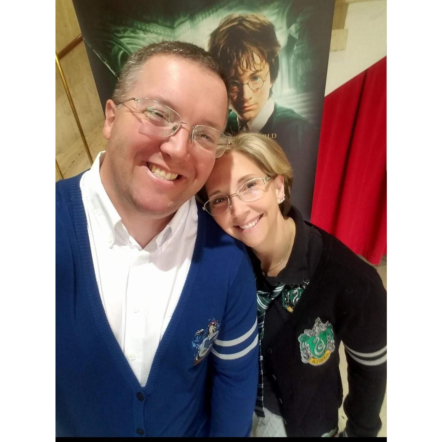 Yes, the dressing up for shows didn't start with this wedding.  My Slytherin beauty and her Ravenclaw suitor at the Music of Harry Potter!
