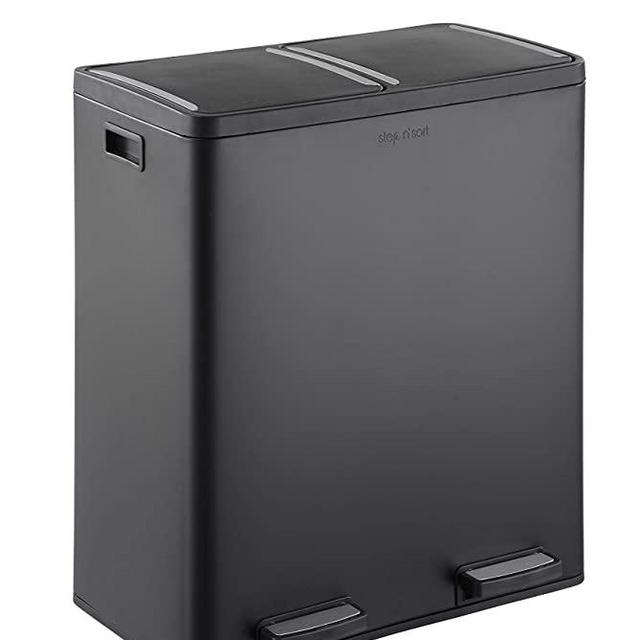 The Step N' Sort 18.5 Gallon Extra Large Capacity, Soft-Step, Dual Trash and Recycling Bin with Removable Inner Bins Black (900702B)