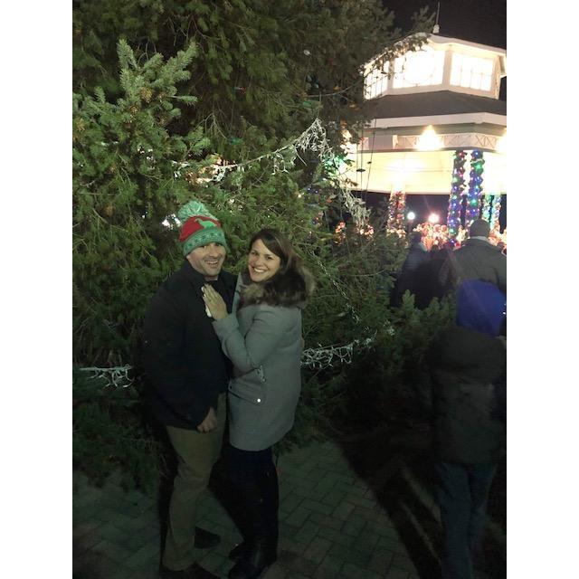 Showing off the new bling at the Rehoboth Beach Christmas Tree Lighting the night of the engagement!