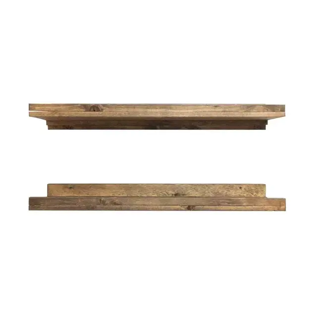 Rustic Luxe 36 in. W x 10 in. D Floating Dark Walnut Decorative Shelves (Set of 2)