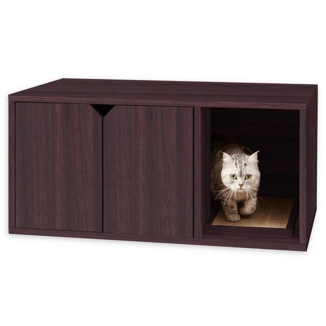 Way Basics Litter Box Cabinet with Scratching Pad in Espresso