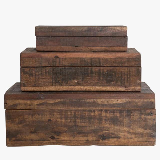 Reclaimed Wood Boxes, Set Of 3
