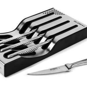 Global Steak Knives 4-piece Set with Tray Holder
