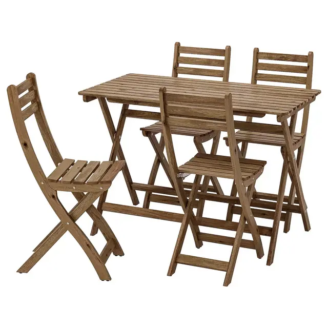 ASKHOLMENTable and 4 chairs, outdoor, gray-brown stained