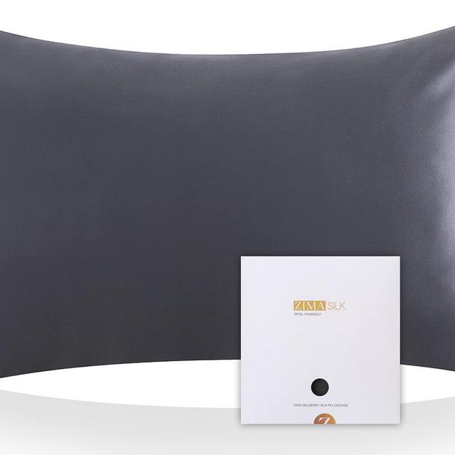 ZIMASILK 100% Mulberry Silk Pillowcase for Hair and Skin Health,Soft and Smooth,Both Sides Premium Grade 6A Silk,600 Thread Count,with Hidden Zipper,1pc (Queen 20''x30'',Space Grey)