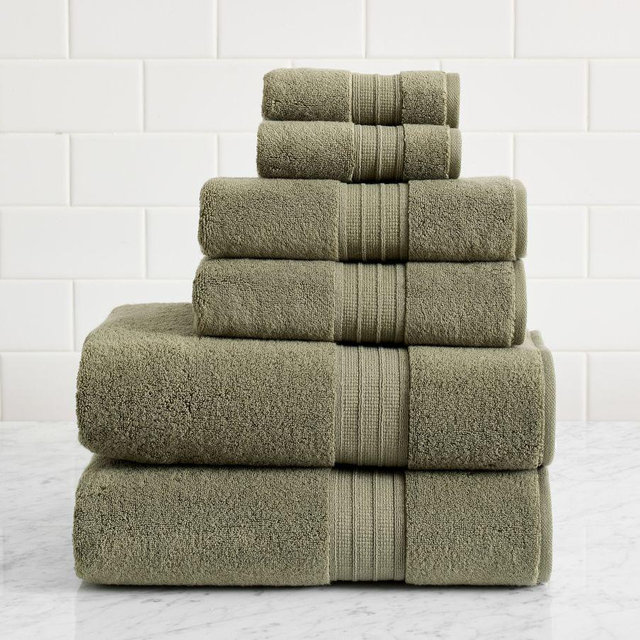 Hydrocotton Organic Bath/Hand/Washcloth, Loden, Set of 6