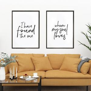 SpecsDecorCo - I Have Found The One Whom My Soul Loves / Set of 2 Prints / Song of Solomon 3:4 / Scripture Art / Above Bed Artwork / Large Prints / Love His And Hers Art (24 x 36 Inches)