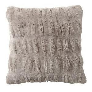 Faux Fur Ruched Pillow Cover, 18", Gray