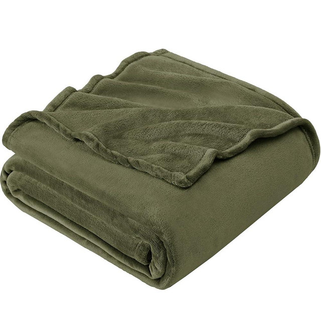 Hansleep Fleece Moss Green Queen Blanket, Super Soft Flannel Fuzzy Plush Cozy Blanket for All Seasons, Moss Green, Queen 90x90 Inches