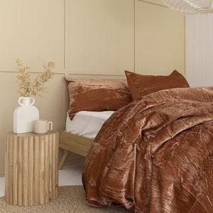 Sophia-Art 3 Pcs Ultra Luxury Rayon Velvet Bedding Boho Solid Duvet Cover UO Comforter Cover (Terracotta, Queen 90"x90")