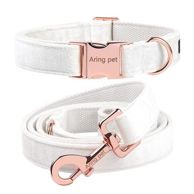 ARING PET Velvet Dog Collar and Leash Set, Soft Dog Collar and Leash, Adjustable Collars for Dogs