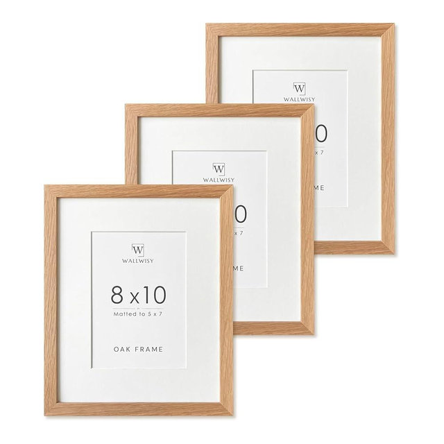 wallwisy 8x10 Picture Frame, Solid Wood 8x10 Photo Frame with Mat, 10 x 8 Picture Frames for Wall and Tabletop Display, Set of 3