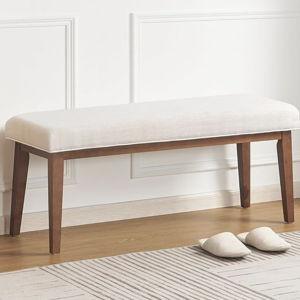 kinmars Upholstered Bench for Bedroom End of Bed,42.5-inch Entryway Bench for Living Room,Dining Bench with Padded Seat and Solid Wood Leg for Kitchen Bedroom,Indoor and Hallway (Bench, Beige)