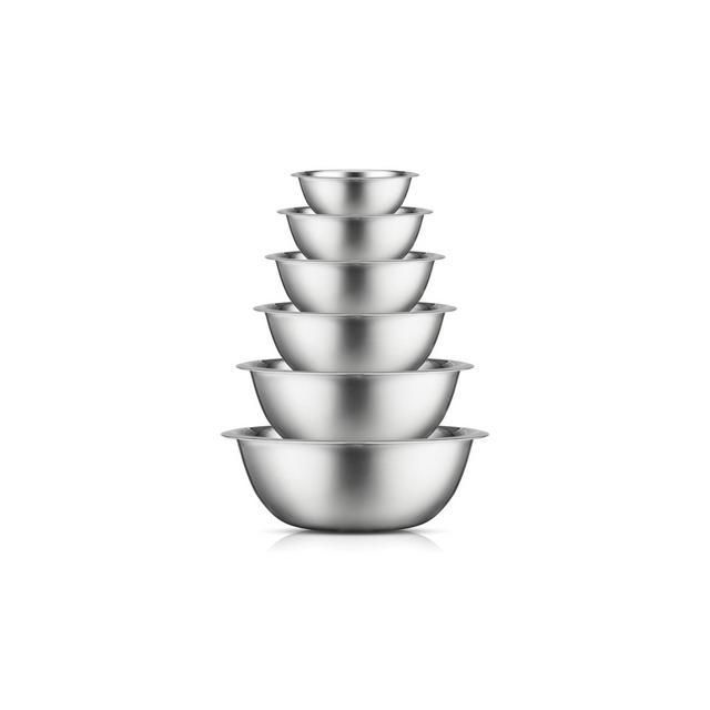 JoyJolt Stainless Steel Food Mixing Bowl Set of 6 Kitchen Mixing Bowls - Silver