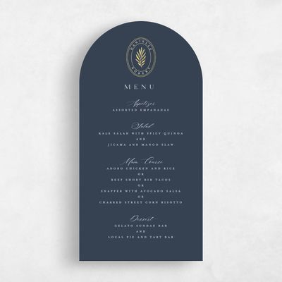 Blue Arch Wedding Menu - Visby Foil